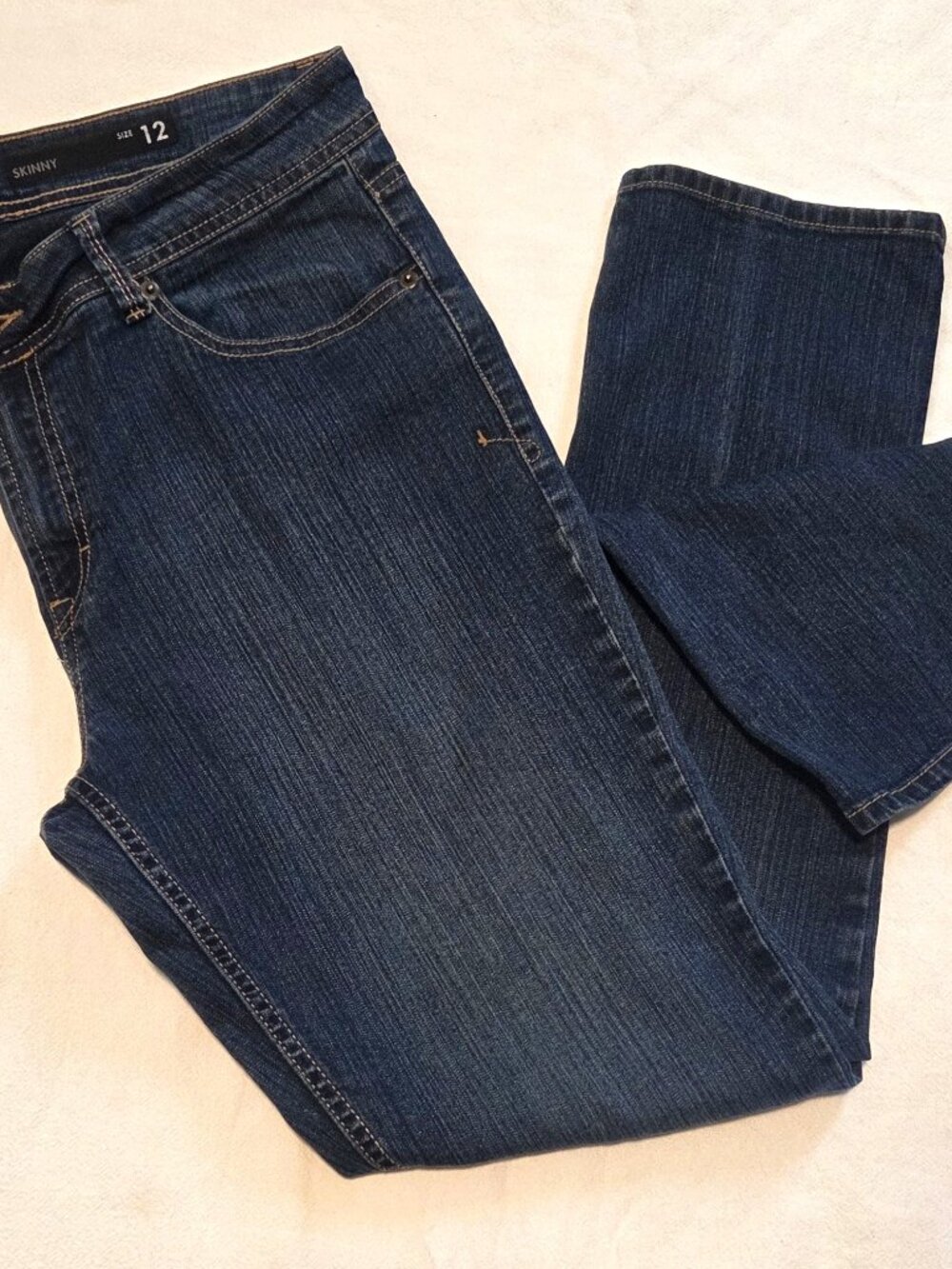 Jordache Womens Skinny Jeans Dark Blue Wash Stretch Size 14 - New, no tags